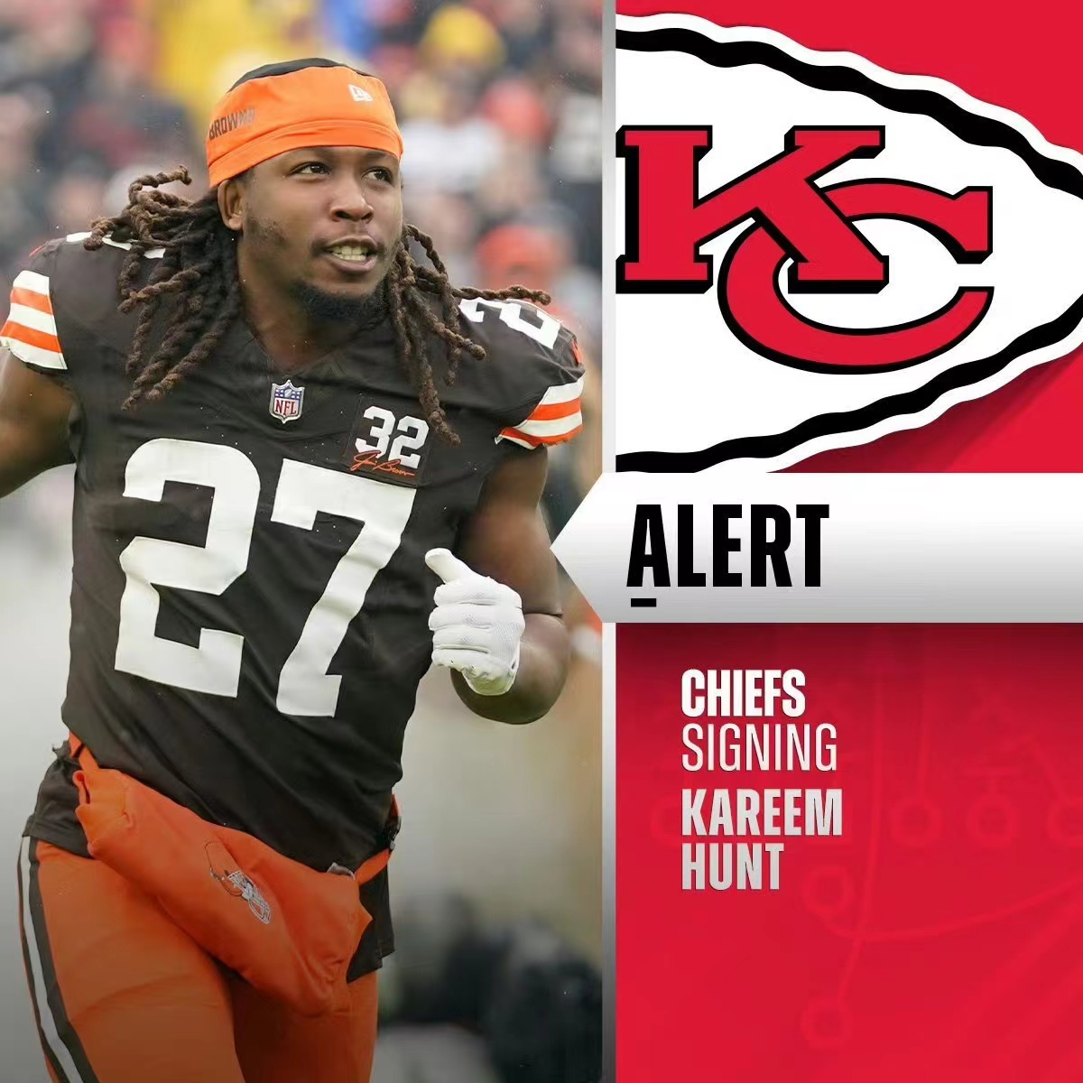 Les Chiefs ont signé Kareem Hunt, l'ancien super running back